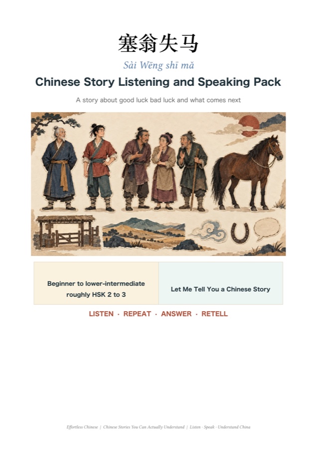 Cover of the Sai Weng Lost His Horse Chinese Story Listening and Speaking Pack