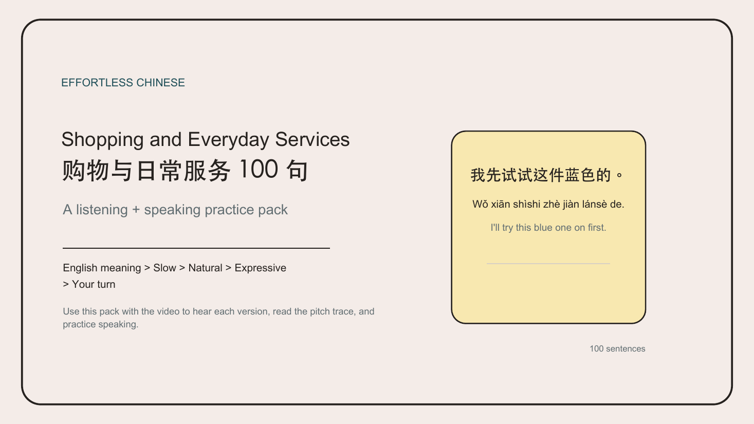Shopping and Everyday Services 100-sentence practice pack cover